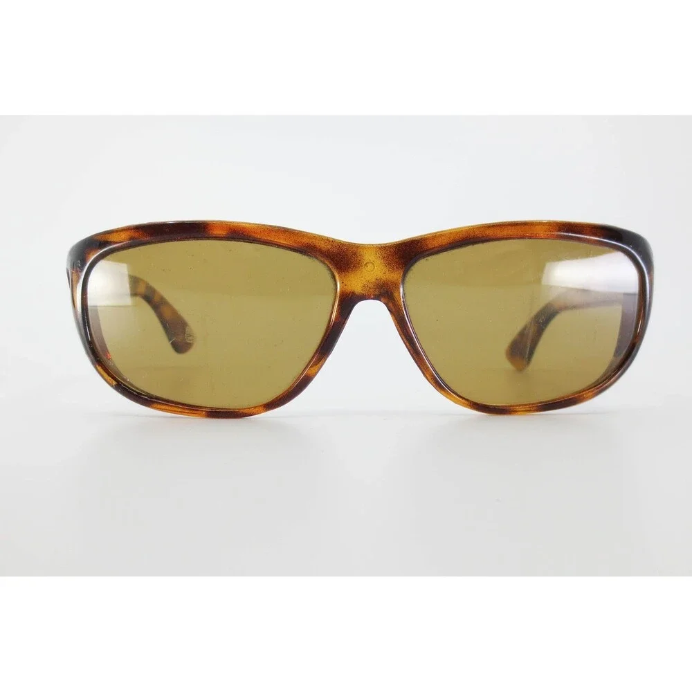 Tortoiseshell Wrap Sunglasses Brown Tinted Lenses Side Windows Retro